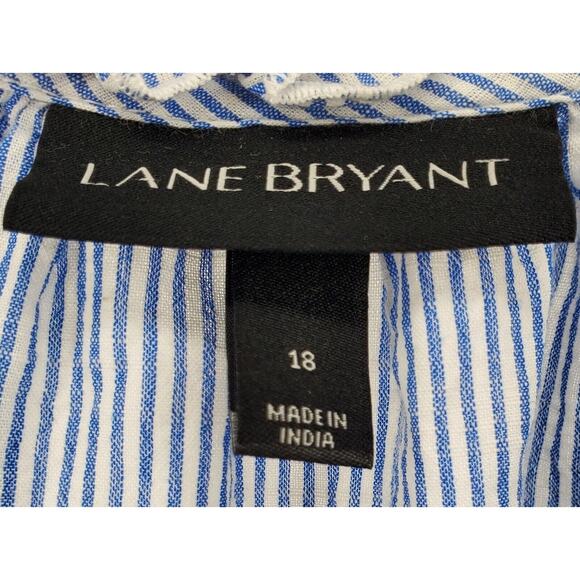 Lane Bryant Women's Size 18 Blue/White Striped Sleeveless Shirt Pre-Owned - Picture 3 of 5